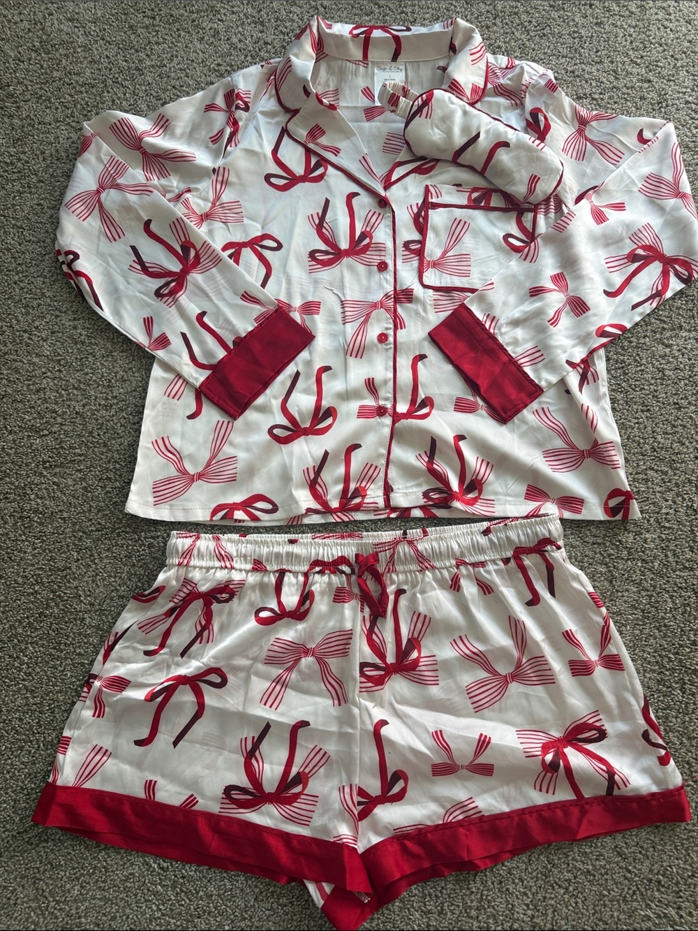 Sage & Sky Two Piece Pajama Set With Sleeping Mask Size Large